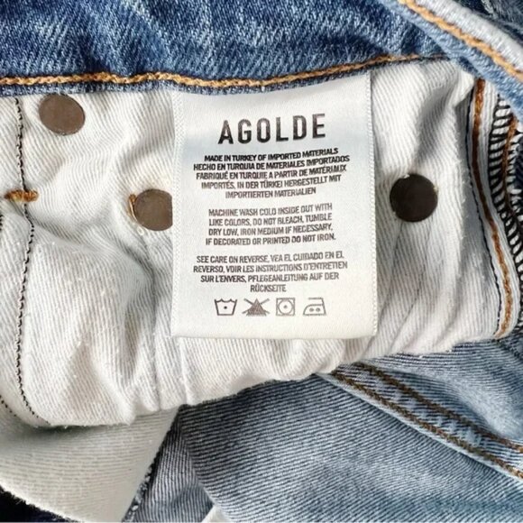 AGOLDE Pinch Waist High Rise Straight Jeans Size 24 Distressed Denim - Picture 5 of 5